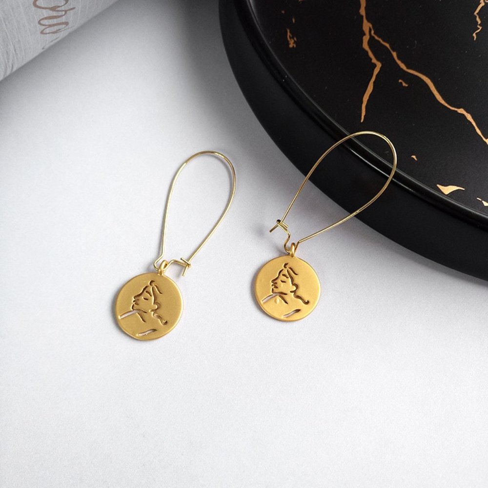 Art Face Hook Earrings - Picture 2 of 8
